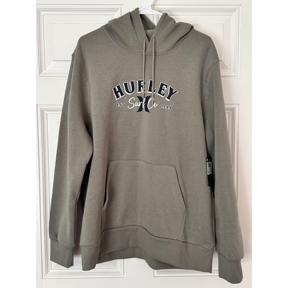 Hurley Surf Co Mens Logo Graphic Hoodie Iguana Green HFA25VMP-19455 Size L NWT